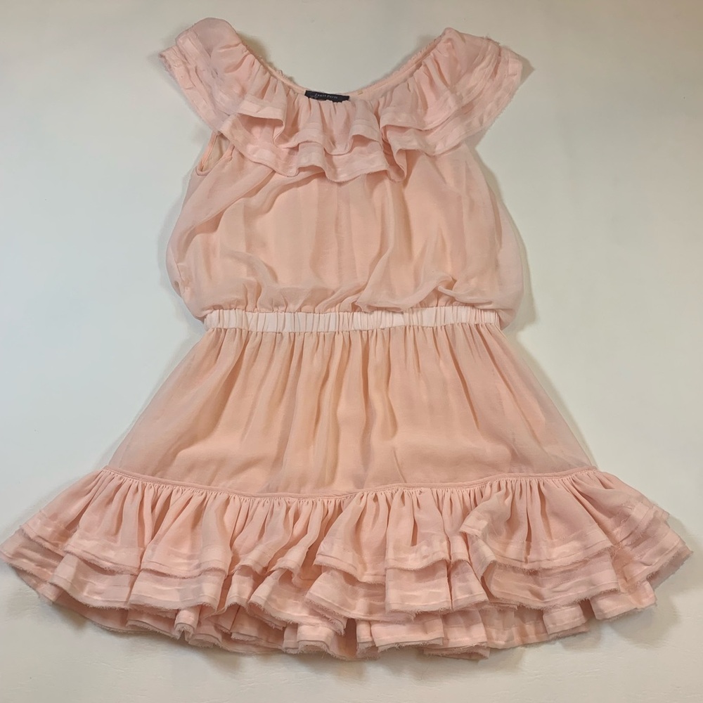 Janet Paris pink ruffled mini A line dress medium multiple layers barbie (bin L) - Picture 3 of 8